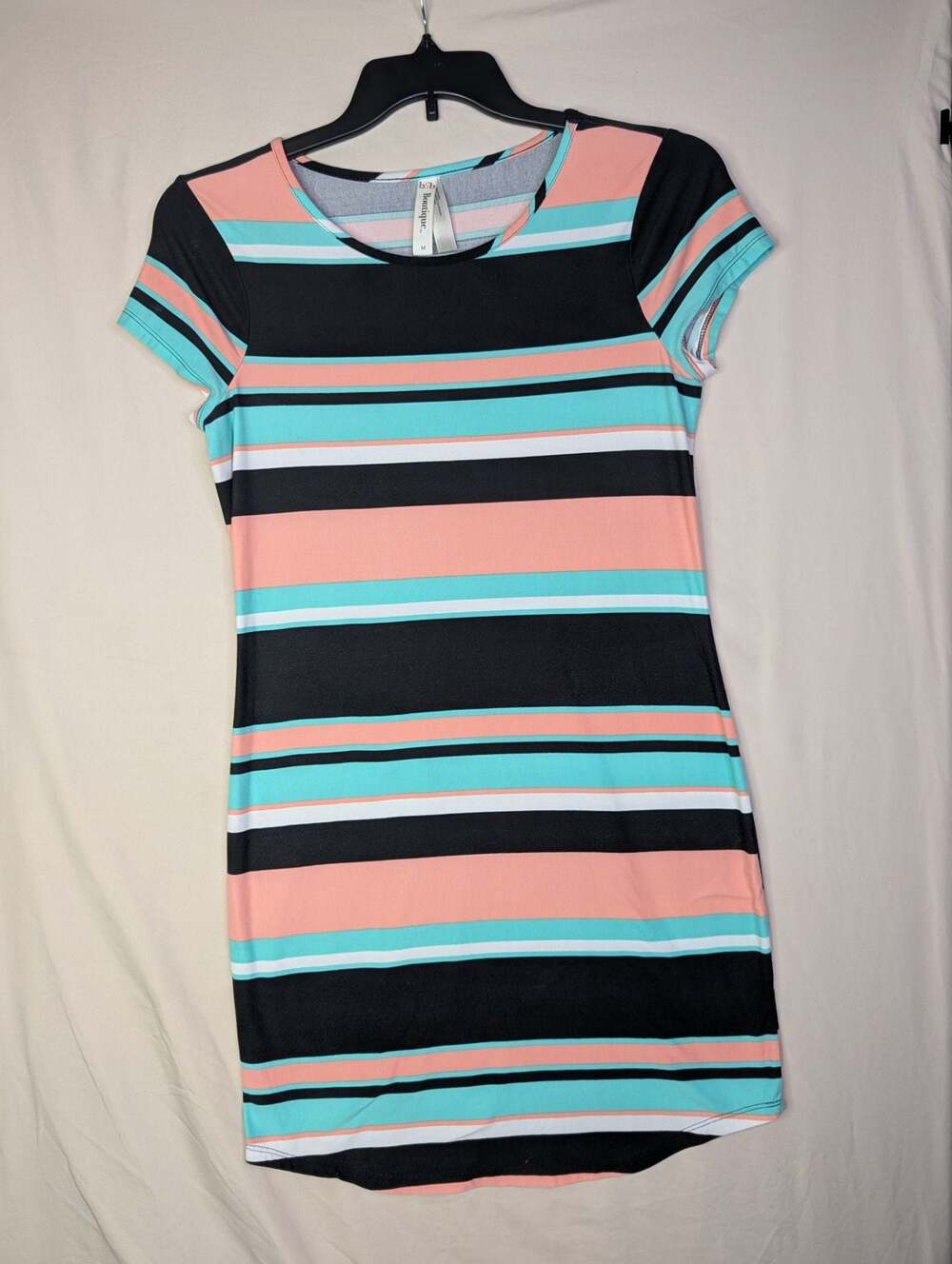 b&b Boutique Multicolored Striped Short Sleeve T-Shirt Dress